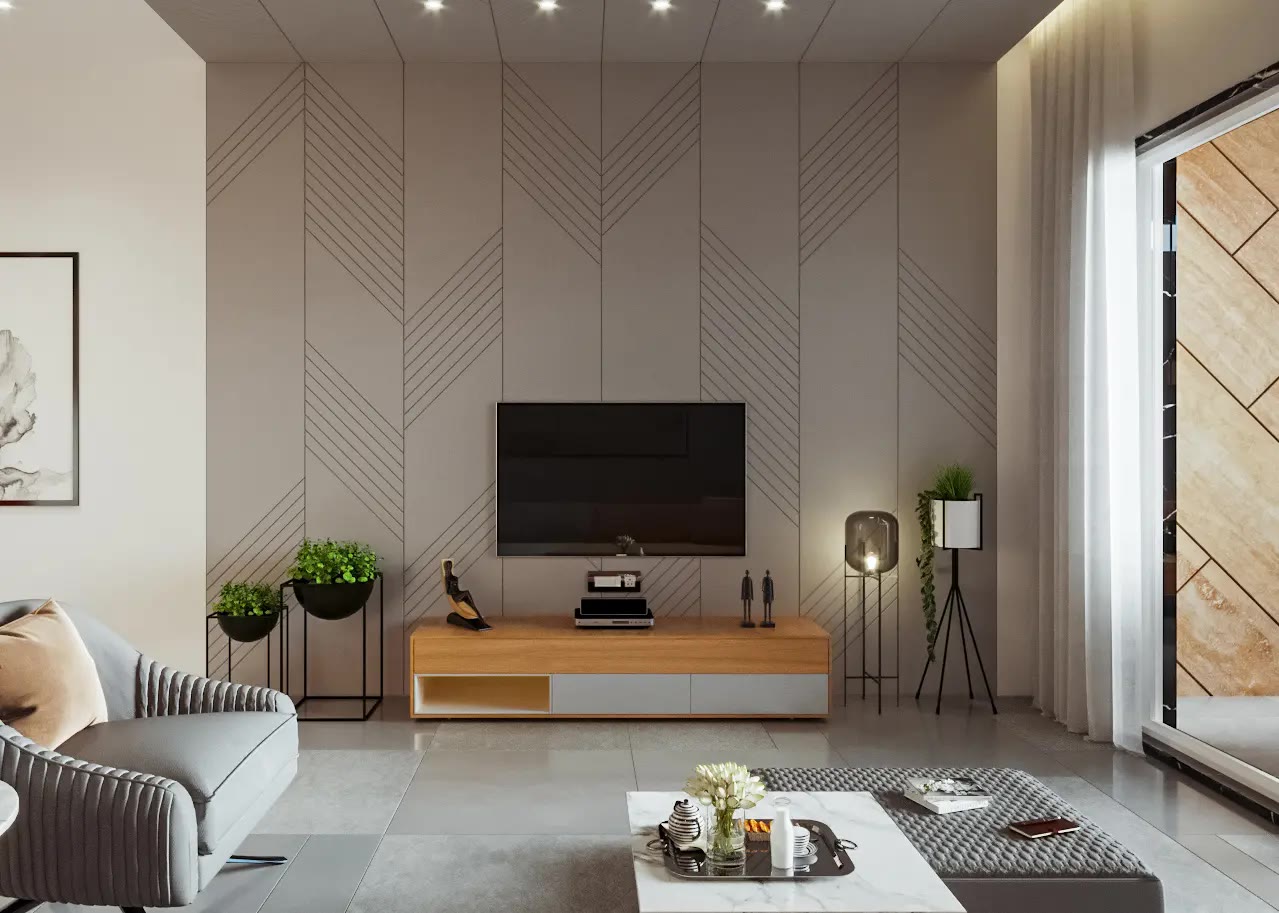 The Kolos acoustic decorative panel, Lines series collection in an interior