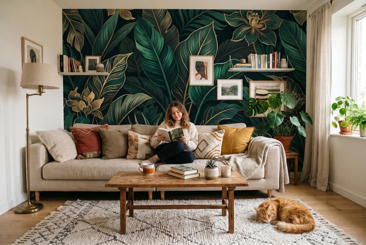 Wallpaper in the living room